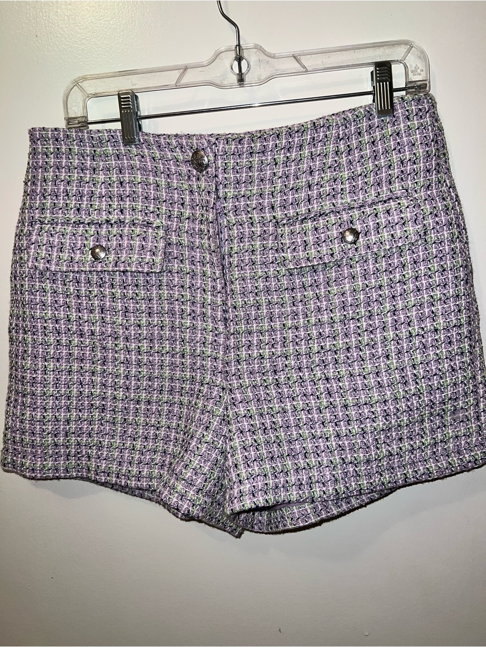LOFT Tweed High Waist Shorts - Lilac Multi